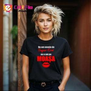 Tricou Super Moasa Rosu Buze, din bumbac 100%, tricou negru, Dama | Barbat - Img 3