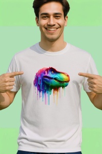 Tricou T Rex colorat dinozaur in stil urban pop art Copii | Dama | Barbat - Img 2