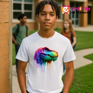 Tricou T Rex colorat dinozaur in stil urban pop art Copii | Dama | Barbat - Img 4