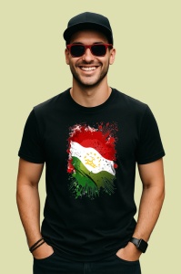 Tricou Tajikistan Steag Splash Art, Copii | Dama | Barbat, culoare negru - Img 2