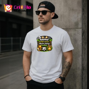 Tricou Talentul Castiga Meciuri Munca Trofee Fotbal, din bumbac 100% , tricou alb pentru Copii | Dama | Barbat - Img 9