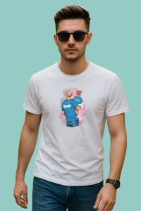Tricou Tata Copil Ilustratie, din bumbac 100%, tricou alb, Dama | Barbat
