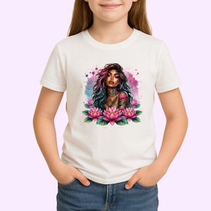 Tricou tattooed girl lotus flower bloom, fata tatuata cu floare de lotus inflorita, Copii | Dama | Barbat - Img 3
