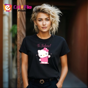Tricou Te Iubesc Hello Kitty Personaj Desen, din bumbac 100%, tricou negru Copii | Dama | Barbat - Img 8