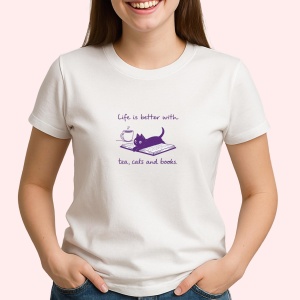 Tricou Tea, cats and books - Copii | Dama | Barbat - Img 2