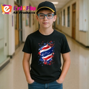 Tricou Thailand Steag Splash Art, Copii | Dama | Barbat, culoare negru - Img 13
