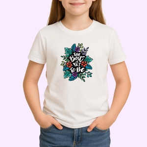 Tricou The Best Is Yet To Be Design Floral Gri V1, din bumbac 100% , tricou alb pentru Copii | Dama | Barbat - Img 2