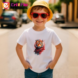 Tricou Tigru pop art cu fundal negru si flacari rosii Copii | Dama | Barbat - Img 10