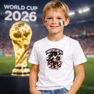 Tricou Timothy Weah United States World Cup Fifa 2026, din bumbac 100%, tricou alb, Copii | Dama | Barbat - Img 5