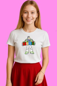 Tricou Toy Story Buzz Lightyear Cu Cadouri Colorate, din bumbac 100% Copii | Dama | Barbat - Img 3