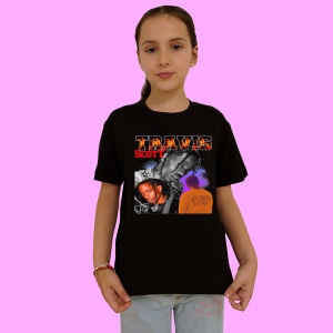 Tricou Travis Scott - Dublu portret artistic, muzica Hip-Hop / Alternative Rap, Dama | Barbat | Copii, Culoare Negru - Img 2