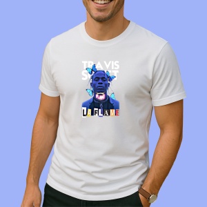 Tricou Travis Scott - La Flame si fluturi albastrii, muzica Hip-Hop / Emo Rap, Dama | Barbat | Copii - Img 2