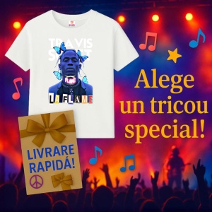 Tricou Travis Scott - La Flame si fluturi albastrii, muzica Hip-Hop / Emo Rap, Dama | Barbat | Copii - Img 7