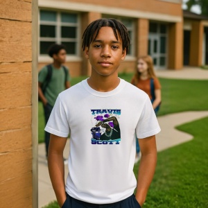Tricou Travis Scott - Miscare si lumina violet, muzica POP, Dama | Barbat | Copii - Img 5