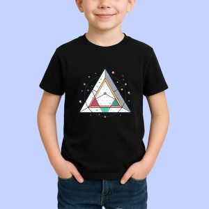 Tricou Triunghi Magic Cercuri Geometrice, Copii | Dama | Barbat, culoare negru - Img 2