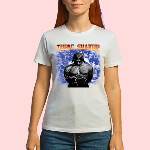 Tricou Tupac chained blue storm, muzica ELECTRONIC, Dama | Barbat | Copii - Img 2