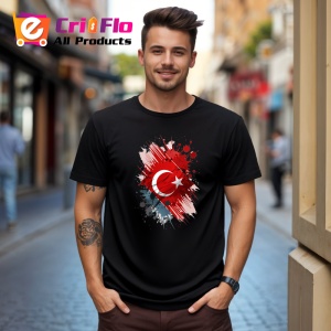 Tricou Turkiye Steag Splash Art, Copii | Dama | Barbat, culoare negru - Img 5