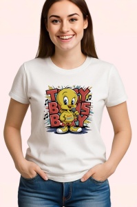 Tricou Tweety boss boy galben cu tricou rosu graffiti Copii | Dama | Barbat Barbat - Img 3