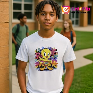 Tricou Tweety rooff freestyle microfon galben si splash de culoare Copii | Dama | Barbat Barbat - Img 8