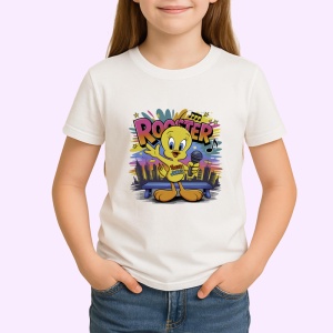 Tricou Tweety Rooster – Microfon și soare, look fresh Copii | Dama | Barbat Barbat