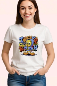 Tricou Tweety tweet rush cu hanorac albastru si sneakers Copii | Dama | Barbat Barbat - Img 3