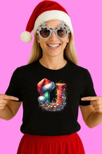 Tricou U Litere Alfabet Craciun Impodobite Cu Decoratiuni, din bumbac 100% Copii | Dama | Barbat - Img 3