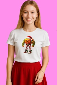 Tricou Udin Din Din Dun Madin Din Din Dun Imbodobit Cu Decoratiuni De Craciun, din bumbac 100%, tricou alb, Copii | Dama | Barbat - Img 3