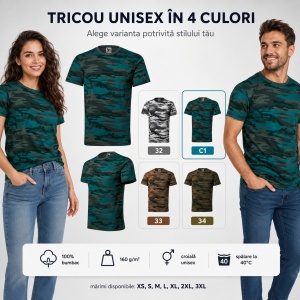 Tricou Unisex Camuflaj din 100% Bumbac, 160 g/m², Mărimi XS–3XL - Img 14