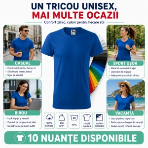 Tricou unisex damă și bărbat Malfini Element 145, 100% bumbac, 180 g/mp, XS–4XL - Img 6