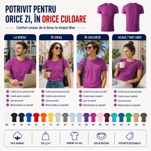 Tricou Unisex Damă și Bărbat model simplu tip Tommy - Img 7