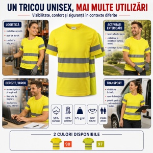 Tricou Unisex Damă și Bărbat Rimeck HV Protect LV9, Vizibilitate Ridicată, Benzi Reflectorizante 3M, 55% Bumbac, 175 g/m² - Img 9