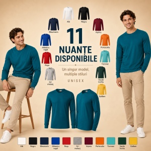 Tricou Unisex Damă și Bărbat Rimeck, Mânecă Lungă cu Manșete, 100% Bumbac, 160 g/m², S–3XL - Img 10