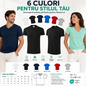Tricou Unisex Malfini 111 Heavy V-Neck din 100% Bumbac, 200 g/m², Mărimi S–4XL - Img 6