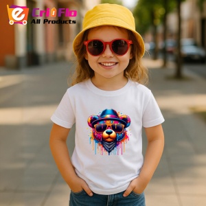 Tricou Urs cu palarie si ochelari fundal graffiti colorat Copii | Dama | Barbat