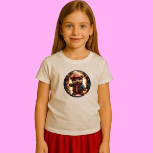 Tricou Ursulet Cu Fes Portocaliu, din bumbac 100% Copii | Dama | Barbat - Img 3