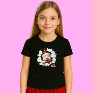 Tricou Ursulet Cu Fundal Alb Craciun, din bumbac 100% Copii | Dama | Barbat - Img 2