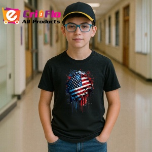 Tricou USA Steag Splash Art, Copii | Dama | Barbat, culoare negru - Img 9
