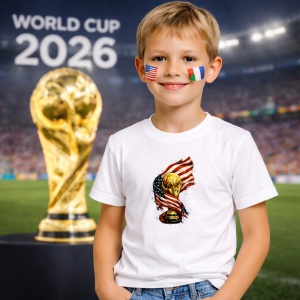 Tricou Usa World Cup Fifa 2026, din bumbac 100%, tricou alb, Copii | Dama | Barbat - Img 5