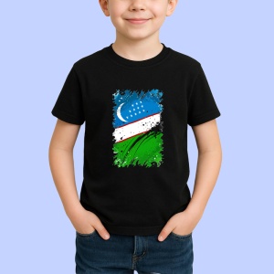 Tricou Uzbekistan Steag Splash Art, Copii | Dama | Barbat, culoare negru - Img 2