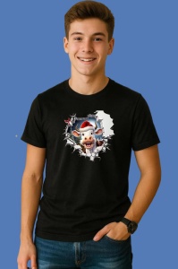 Tricou Vaca Cu Gura Deschisa Craciun, din bumbac 100% Copii | Dama | Barbat - Img 2