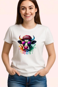 Tricou Vaca cu sapca si ochelari stil hip hop Copii | Dama | Barbat - Img 3