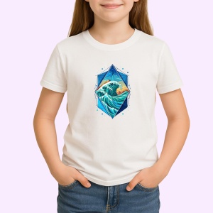 Tricou Val Ocean Albastru Geometric, Copii | Dama | Barbat - Img 3