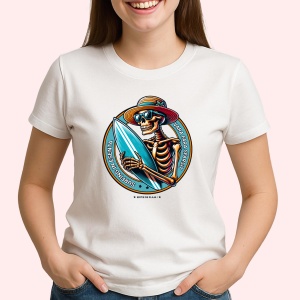Tricou Vara Fara Sfarsit , Surfing in esenta - Skeleton Summer Surf Beach - Copii | Dama | Barbat - Img 3