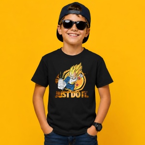 Tricou Vegeta Dragon Ball Z Luptator Anime Energie Portocalie, din bumbac 100%, tricou negru, Copii | Dama | Barbat