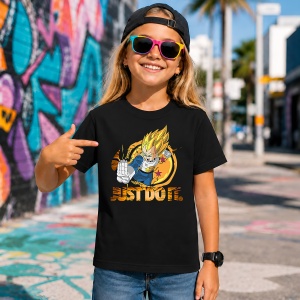 Tricou Vegeta Dragon Ball Z Luptator Anime Energie Portocalie, din bumbac 100%, tricou negru, Copii | Dama | Barbat - Img 7