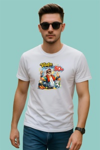 Tricou Viata Incepe La 50 Ani Barbat Bere V1, din bumbac 100% , tricou alb pentru Dama | Barbat - Img 3