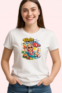 Tricou Viata Incepe La 70 Ani Femeie Cocktail V3, din bumbac 100% , tricou alb pentru Dama | Barbat - Img 2