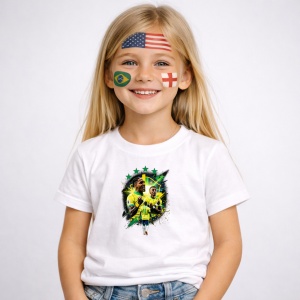 Tricou Vinicius Jr Brazil World Cup Fifa 2026 V4, din bumbac 100%, tricou alb, Copii | Dama | Barbat - Img 2