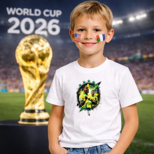 Tricou Vinicius Jr Brazil World Cup Fifa 2026 V4, din bumbac 100%, tricou alb, Copii | Dama | Barbat - Img 5