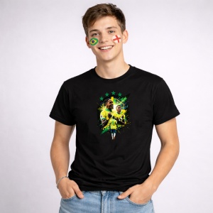 Tricou Vinicius Jr Brazil World Cup Fifa 2026 V4, din bumbac 100%, tricou negru, Copii | Dama | Barbat - Img 2